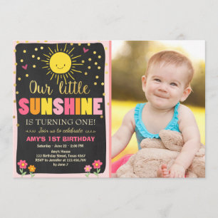 Kleiner Sonnenschein Einladung zum Geburtstag Pink
