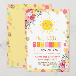 Kleiner Sonnenschein Geburtstag Einladung Pink Flo