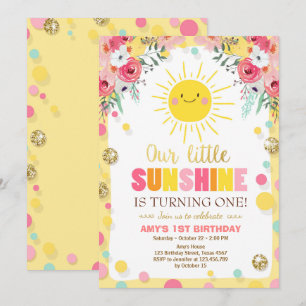 Kleiner Sonnenschein Geburtstag Einladung Pink Flo