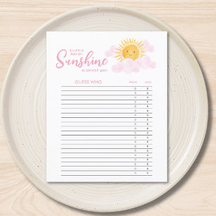 Kleiner Sonnenschein Rate Wer Baby Shower Spiel