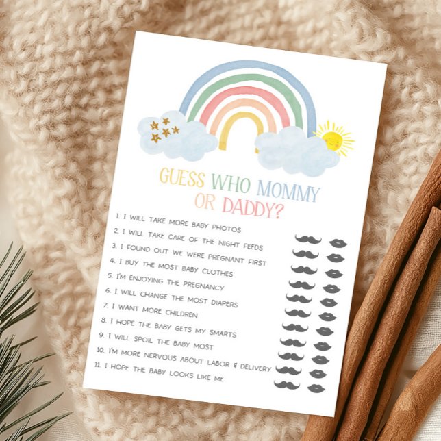 Kleiner Sonnenschein, rate wer Mami oder Papi ist (Rainbow Baby Shower Guess Who Mommy or Daddy Game)