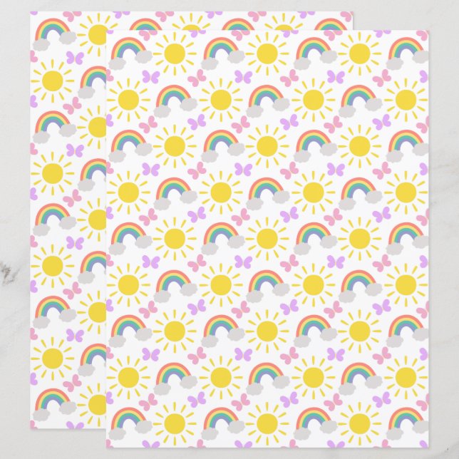 Kleiner Sonnenschein & Regenbogen Scrapbook Papier (Vorne/Hinten)