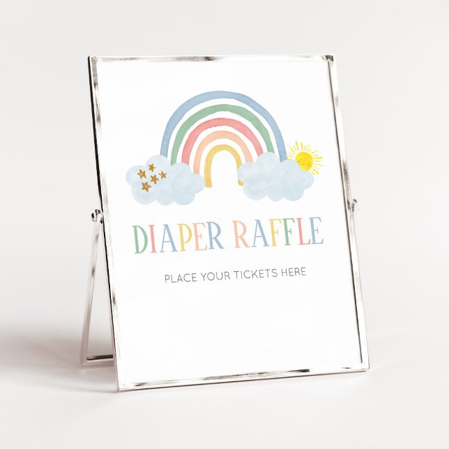 Kleiner Sonnenschein Regenbogen-Windel-Raffle-Schi Poster (Rainbow Baby Shower Diaper Raffle Sign)