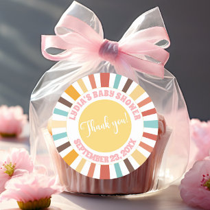 Kleiner Sonnenschein-Rosa-Babydusche Runder Aufkleber