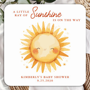 Kleiner Sonnenstrahl Boho Süße Sonne Baby Shower Quadratischer Aufkleber