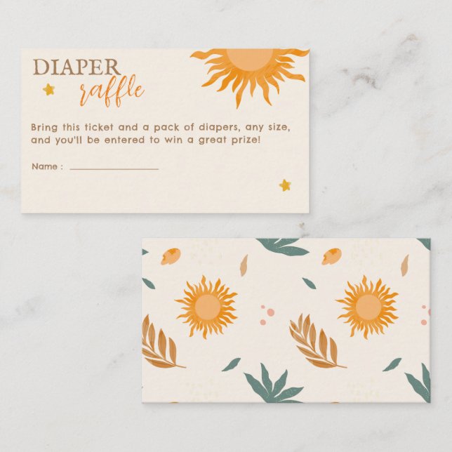 Kleiner Sonnenstrahl Diaper Raffle Baby Dusche Begleitkarte (Vorne/Hinten)