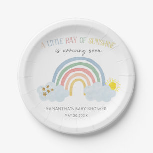 Kleiner Sonnenstrahl Regenbogen-Baby-Party Pappteller