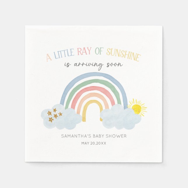Kleiner Sonnenstrahl Regenbogen-Baby-Party Serviette (Vorderseite)