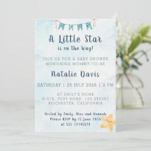 Kleiner Stern Aquarell Blauer Himmel Babyparty Einladung