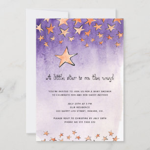 Kleiner Stern auf dem Weg Aquarell Babydusche Einladung