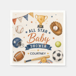 Kleiner Stern Baby Shower Sport Fußball Baseball Serviette