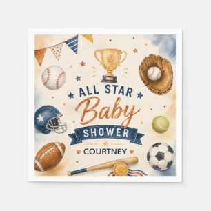 Kleiner Stern Baby Shower Sport Fußball Baseball Serviette