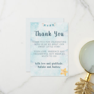 Kleiner Stern Blaue Himmel Aquarell-Baby-Party Dankeskarte