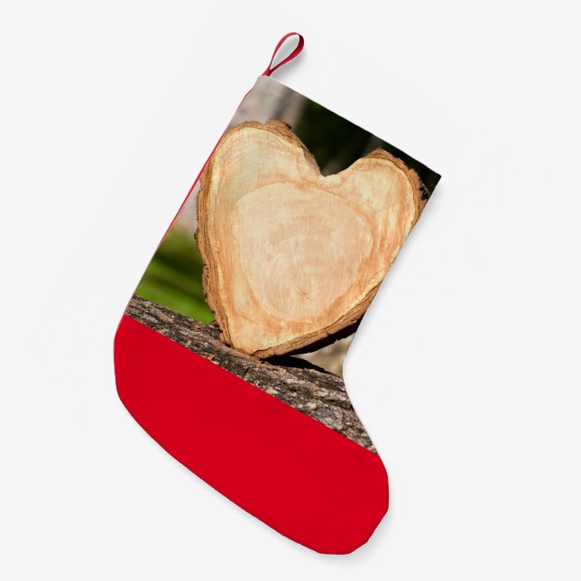 Kleiner Strumpf aus Holz Weihnachtsstrumpf (Vorderansicht (hängend))