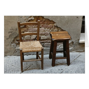 Kleiner Stuhl und Hocker, Pienza, Italien