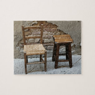 Kleiner Stuhl und Hocker, Pienza, Italien Puzzle