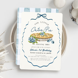Kleiner Süßer Blaubeer-Kuchen zum 1. Geburtstag Einladung