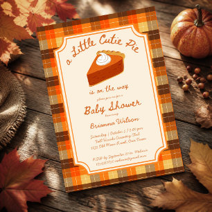 Kleiner Süßer Kürbiskuchen Herbst Karo Baby Shower Einladung