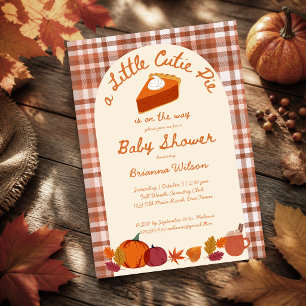 Kleiner Süßer Kürbiskuchen Herbst Karo Baby Shower Einladung