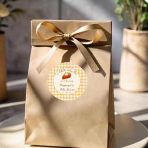 Kleiner Süßer Kürbiskuchen-Karo-Baby-Party Runder Aufkleber