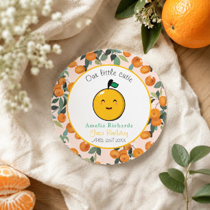 Kleiner Süßer Orange Citrus 1. Geburtstag Runder Aufkleber