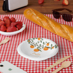 Kleiner Süßer Orange geschlechtsneutrale Babyparty Pappteller