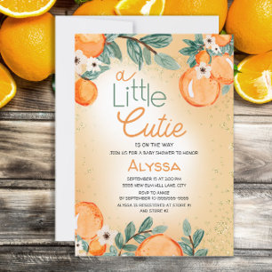 Kleiner Süßer Orange Grüner Junge Mädchen Baby-Par Einladung