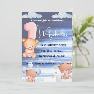 Kleiner Süßer Panda 1. Geburtstag Einladung
