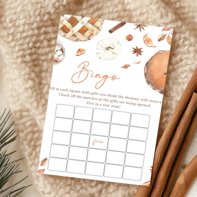 Kleiner Süßer Pie Fall Kürbis Bingo Spiel (Pumpkin Pie Baby Shower Bingo Game)