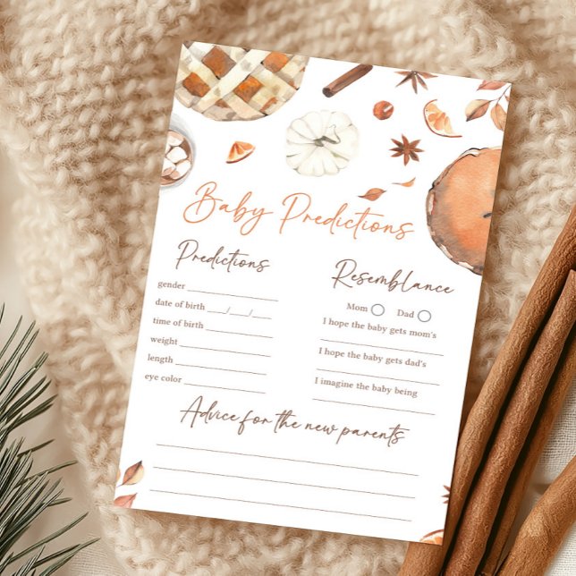 Kleiner Süßer Pie Herbst-Kürbis-Vorhersage-Spiel (Pumpkin Pie Baby Shower Baby Predictions Game)