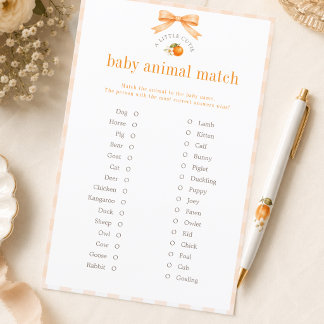 Kleiner Süßer Zitrus-Baby-Shower-Tier-Match-Spiel
