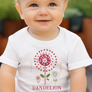 Kleiner Tapferer Löwenzahn Personalisiert Baby T-shirt