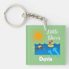 Kleiner Taucher mit Jelly Fish - Acrylfisch Schlüs Schlüsselanhänger