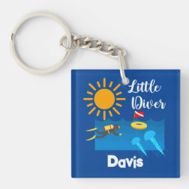 Kleiner Taucher mit Jelly Fish - Acrylfisch Schlüs Schlüsselanhänger