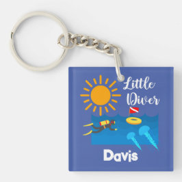 Kleiner Taucher mit Jelly Fish - Acrylfisch Schlüs Schlüsselanhänger