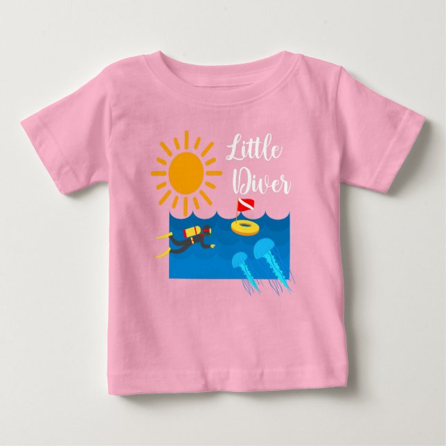 Kleiner Taucher mit Jelly Fish - Baby Fine Jersey  Baby T-shirt (Vorderseite)