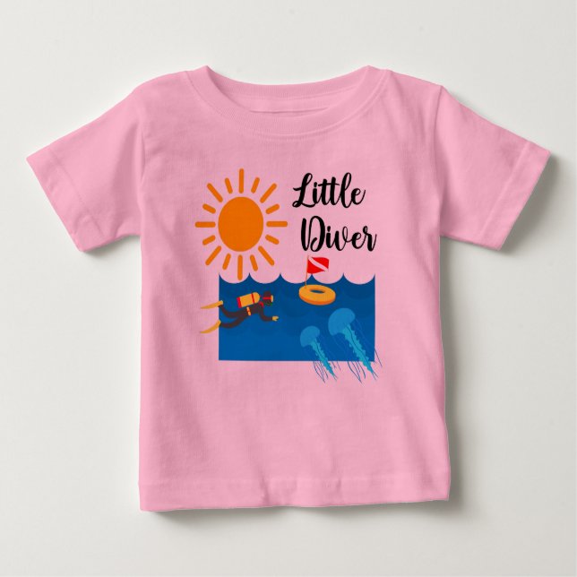 Kleiner Taucher mit Jelly Fish - Baby Fine Jersey  Baby T-shirt (Vorderseite)
