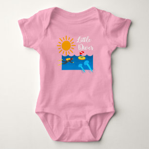 Kleiner Taucher mit Jelly Fish - Baby Jersey Bodys Strampler