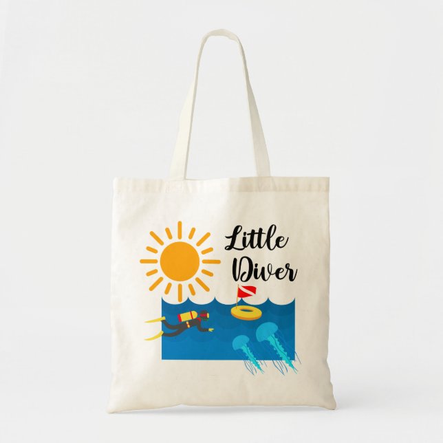 Kleiner Taucher mit Jelly Fish - Budget Tasche (Vorne)