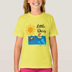 Kleiner Taucher mit Jelly Fish - Mädchen' Basic T- T-Shirt