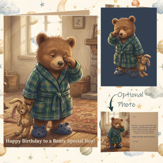 Kleiner Teddy Bär Junge 1. Geburtstag Karte