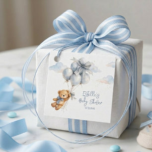 Kleiner Teddybär Blaue Luftballons Wolken Baby Jun Geschenkanhänger