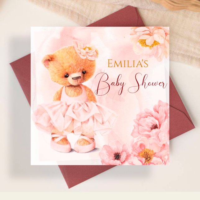 Kleiner Teddybär Blume Prinzessin Pink Aquarell Serviette (Von Creator hochgeladen)