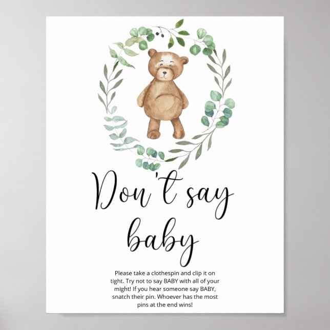 Kleiner Teddybär Sag kein Baby Poster (Vorne)