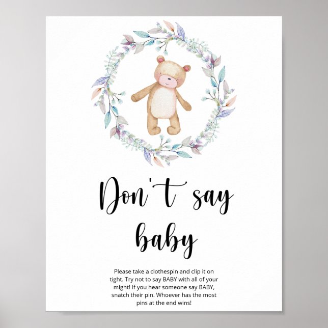 Kleiner Teddybär Sag nicht Baby Poster (Vorne)