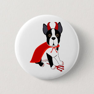 Kleiner Teufel-Halloween-Hund Button