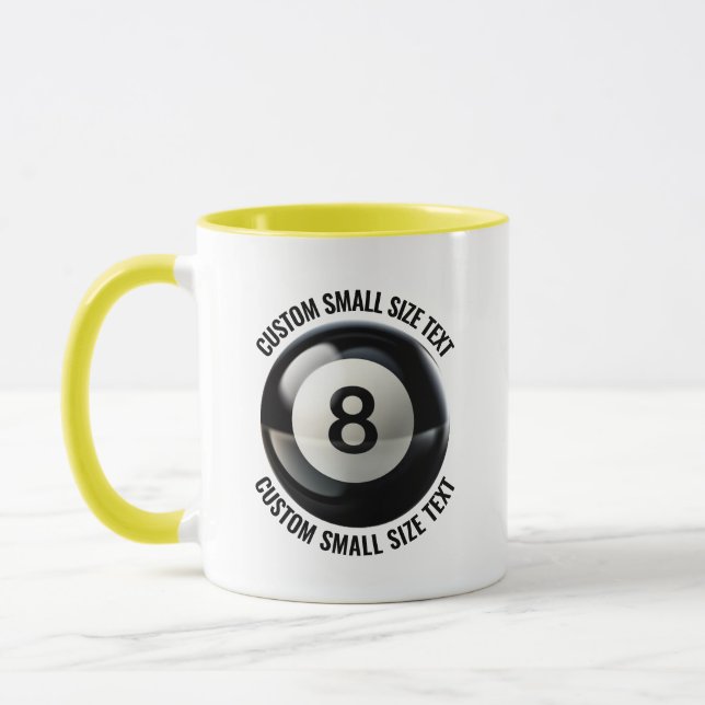 Kleiner Text GELB Combo 11oz Custom 8 Ball Tasse (Links)