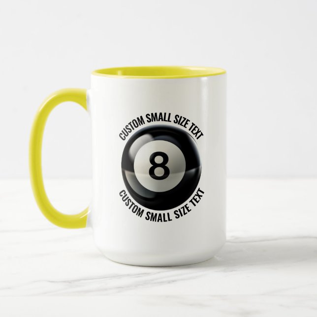 Kleiner Text GELB Combo 15oz Custom 8 Ball Tasse (Links)