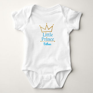 Kleiner Text Prinzen Blue und Goldkrone Baby Strampler