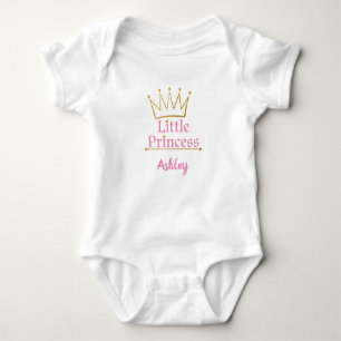 Kleiner Text Prinzessin Pink und Goldkrone Baby Strampler